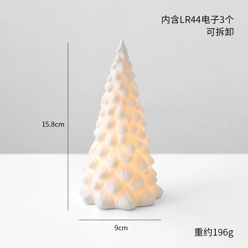 Ceramic Christmas Tree Desktop Decoration Luminous Christmas Small House Christmas Snowman
