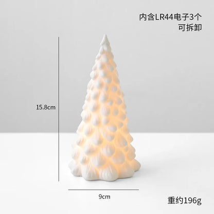 Ceramic Christmas Tree Desktop Decoration Luminous Christmas Small House Christmas Snowman