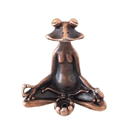 Antique Brass Meditation Zen Frog Statue Ornament Copper Animal Sculpture Incense Burner Home Desk Decorations Tea Pet