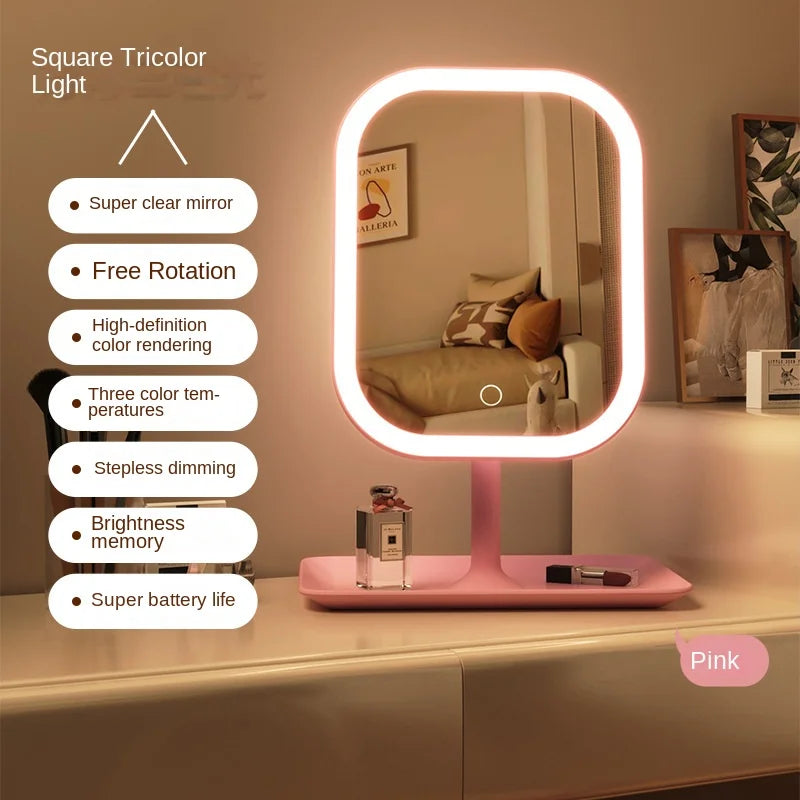 LED Vanity Mirror with Lights – 3-Color Touch Screen Makeup Mirror for Dressing Table