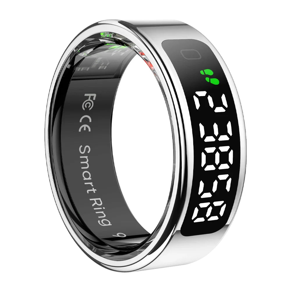 SMART HEALTH MONITOR RING WITH DISPLAY | SMART ACCESSORY WITH TOUCH SCREEN, WIRELESS CHARGING, HEART RATE & SLEEP TRACKING, 5ATM WATERPROOF DESIGN AND ULTRA-LIGHT COMFORT FIT