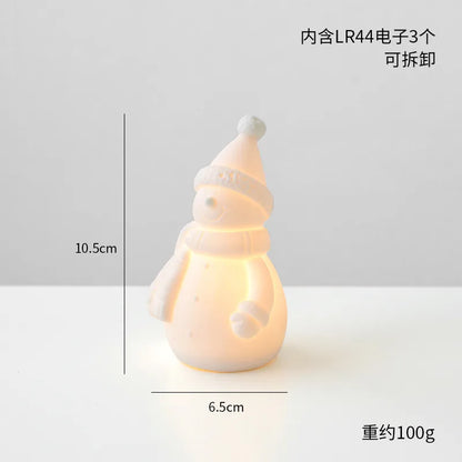 Ceramic Christmas Tree Desktop Decoration Luminous Christmas Small House Christmas Snowman