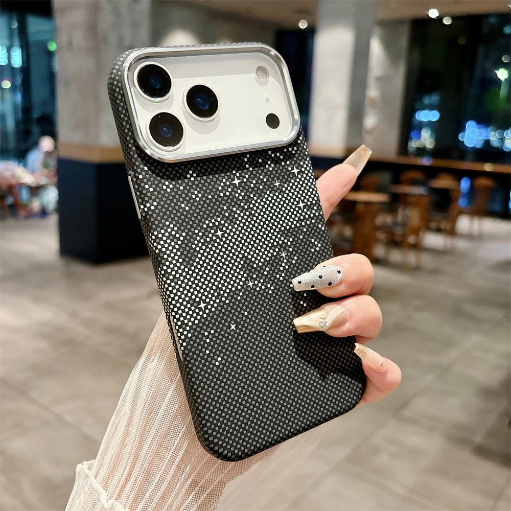 Luxury Kelvar Carbon Fiber Phone Case for iPhone 17 Air 17 Pro Max Magnetic Wireless Charging Ultra Thin Hard Colorful Cover