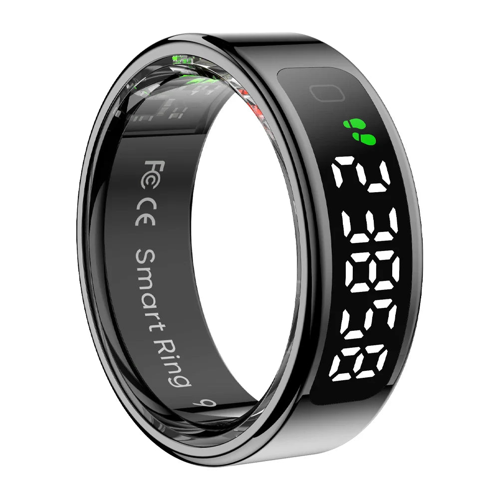 SMART HEALTH MONITOR RING WITH DISPLAY | SMART ACCESSORY WITH TOUCH SCREEN, WIRELESS CHARGING, HEART RATE & SLEEP TRACKING, 5ATM WATERPROOF DESIGN AND ULTRA-LIGHT COMFORT FIT