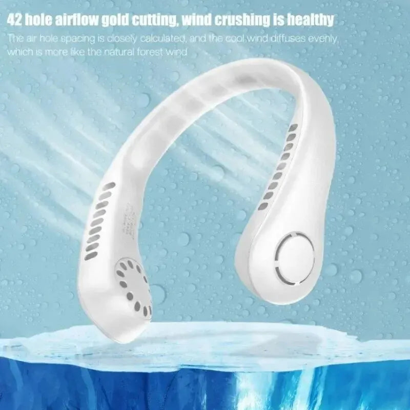 Portable Mini Home Summer Air-cooled Neck Hanging Fan for Outdoor Sports, Running, Travel Without Blades, Wearable USB Neck Stra