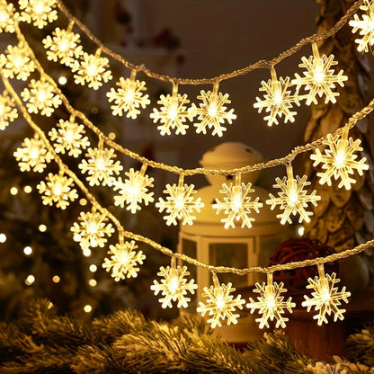 3m LED Snowflake Curtain Lights, Romantic Christmas Curtain String Lights, For Home Decor