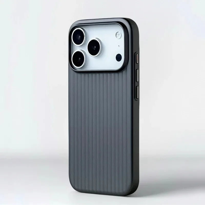 Luxury Stripes Metallic Paint Armor Case For iPhone 17 Air 16 15 14 13 Pro Max Shockproof Camera Protective Slim Matte PC Funda