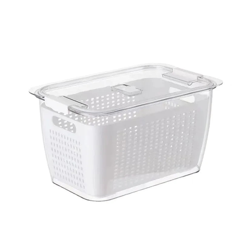 Clear Fresh-Keeper Box – Drain Basket for Veggies & Fruits!