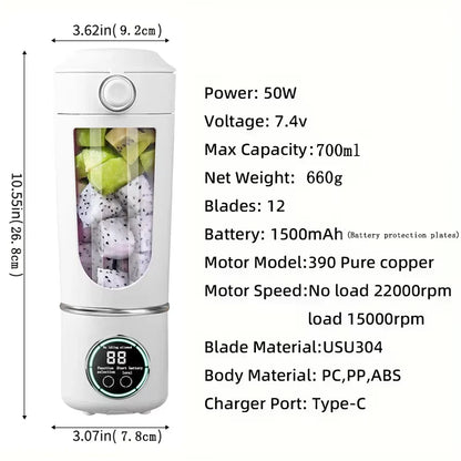 CREAROMA Portable Electric Juicer - 1000ml Automatic Pulp Ejection Blender
