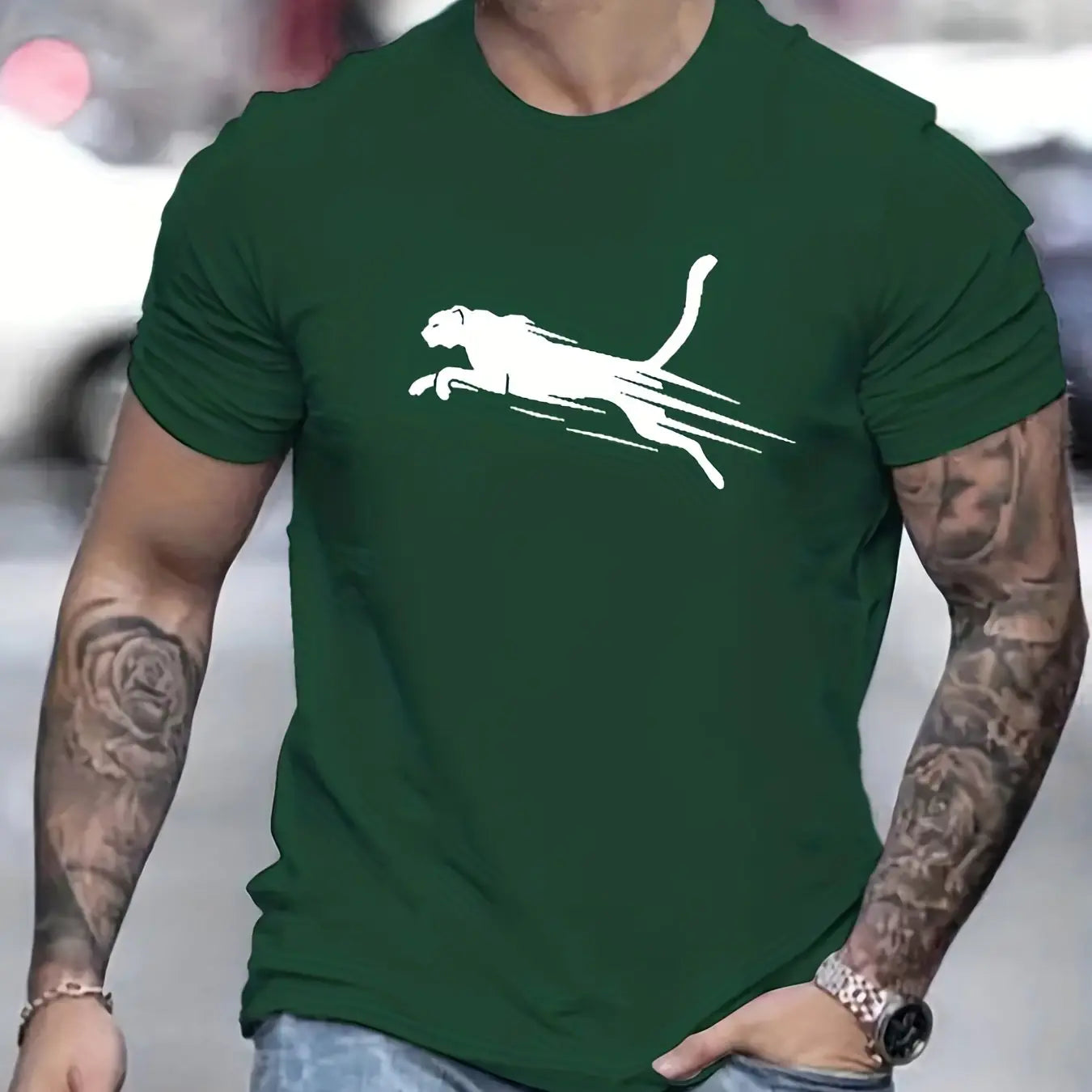 Men's Printed Short Sleeve O-Neck T-Shirt - Plus Size