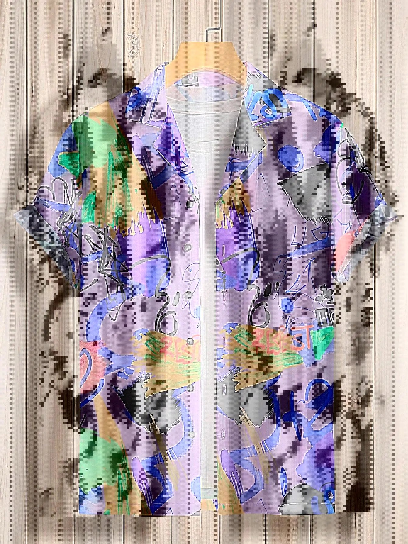 Men's Printed Casual Short Sleeve Letter Shirt