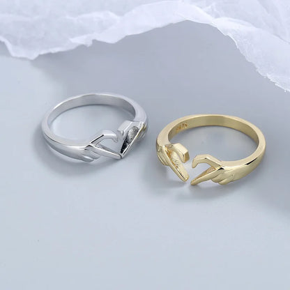 Love Hands Heart-Shaped Ring in Silver & Gold: Couple’s Ring