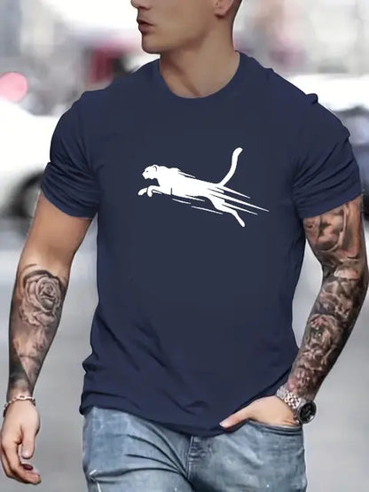 Men's Printed Short Sleeve O-Neck T-Shirt - Plus Size