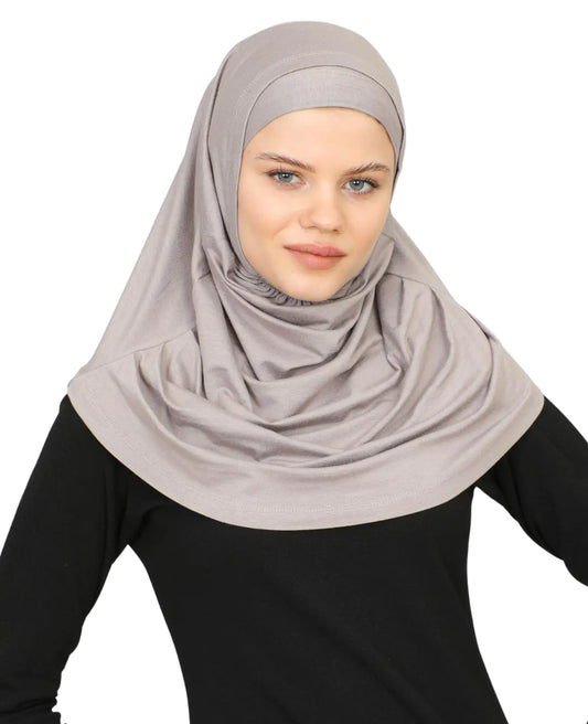 Prien Chic Ready To Wear Hijab For Women Muslim Long Turban Undercap Set Instant Scarf Prayer Clothes For Girls Abaya (Light Mink)