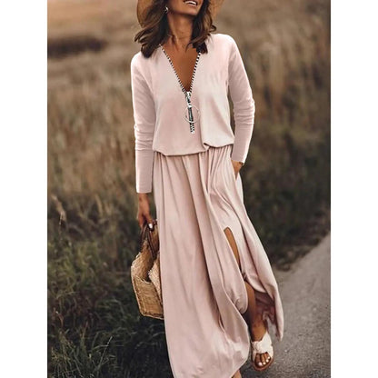 Women's Zipper Dress with Letter Printing Design