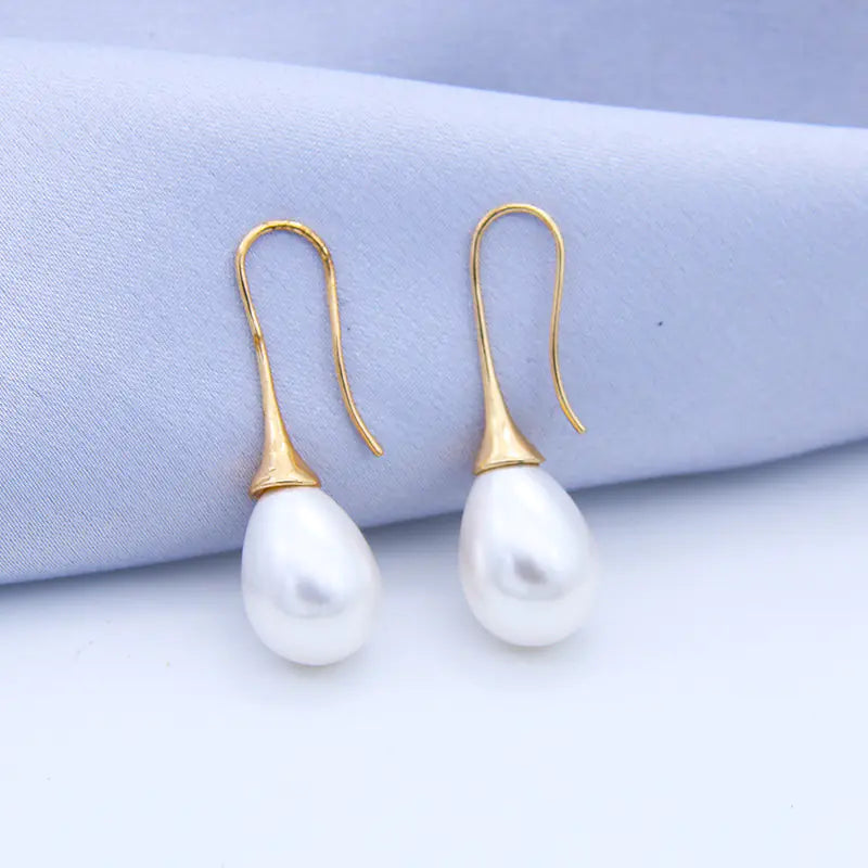 Minimalist Long Pearl Drop Earrings for Women