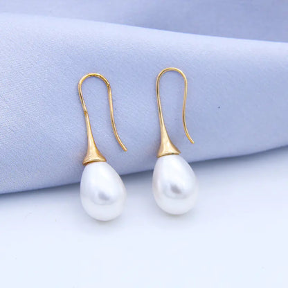 Minimalist Long Pearl Drop Earrings for Women