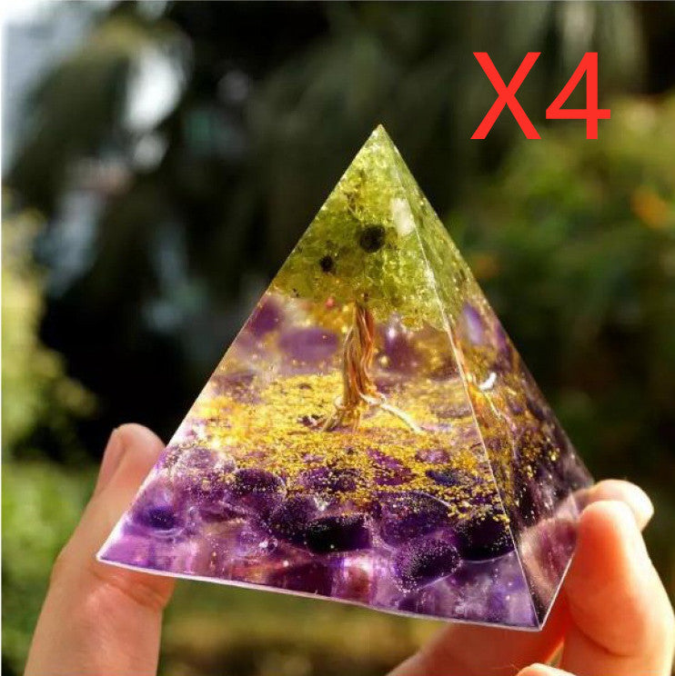 Natural Crystal Pyramid Energy Tower - Healing Gravel Decoration for Home & Office