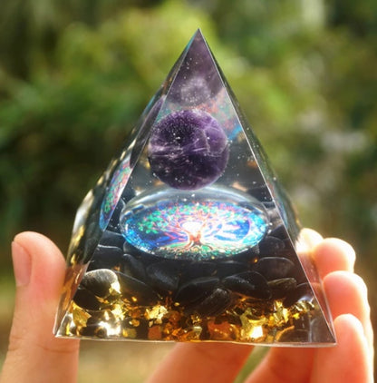 Natural Crystal Pyramid Energy Tower - Healing Gravel Decoration for Home & Office