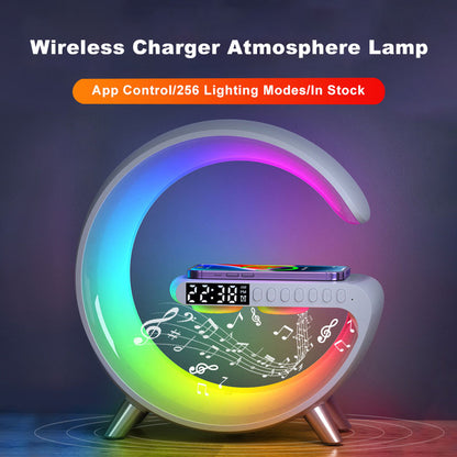 G-Shaped LED Atmosphere Lamp with Bluetooth Speaker & Wireless Charger