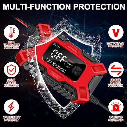 12V & 6A Smart Car Battery Charger Intelligent Pulse Repair Motor Battery AGM & GEL