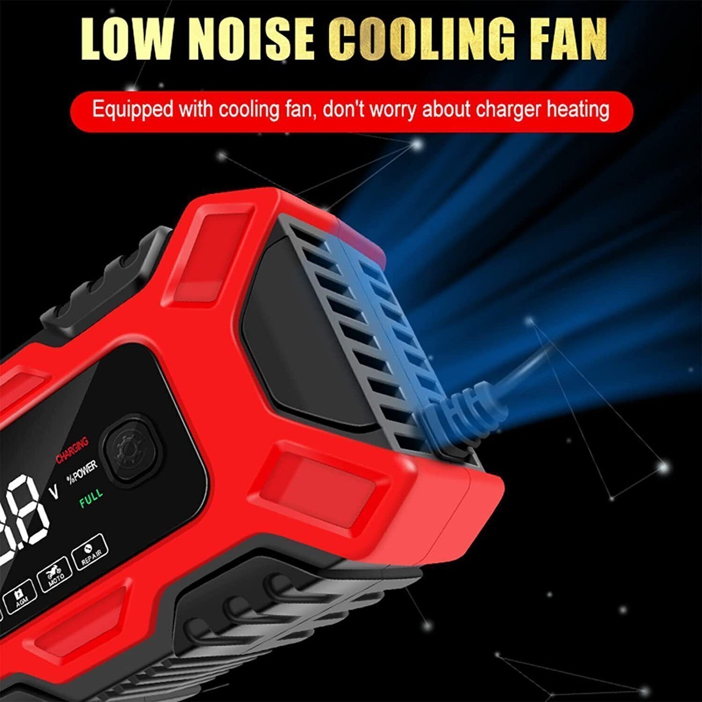 12V & 6A Smart Car Battery Charger Intelligent Pulse Repair Motor Battery AGM & GEL