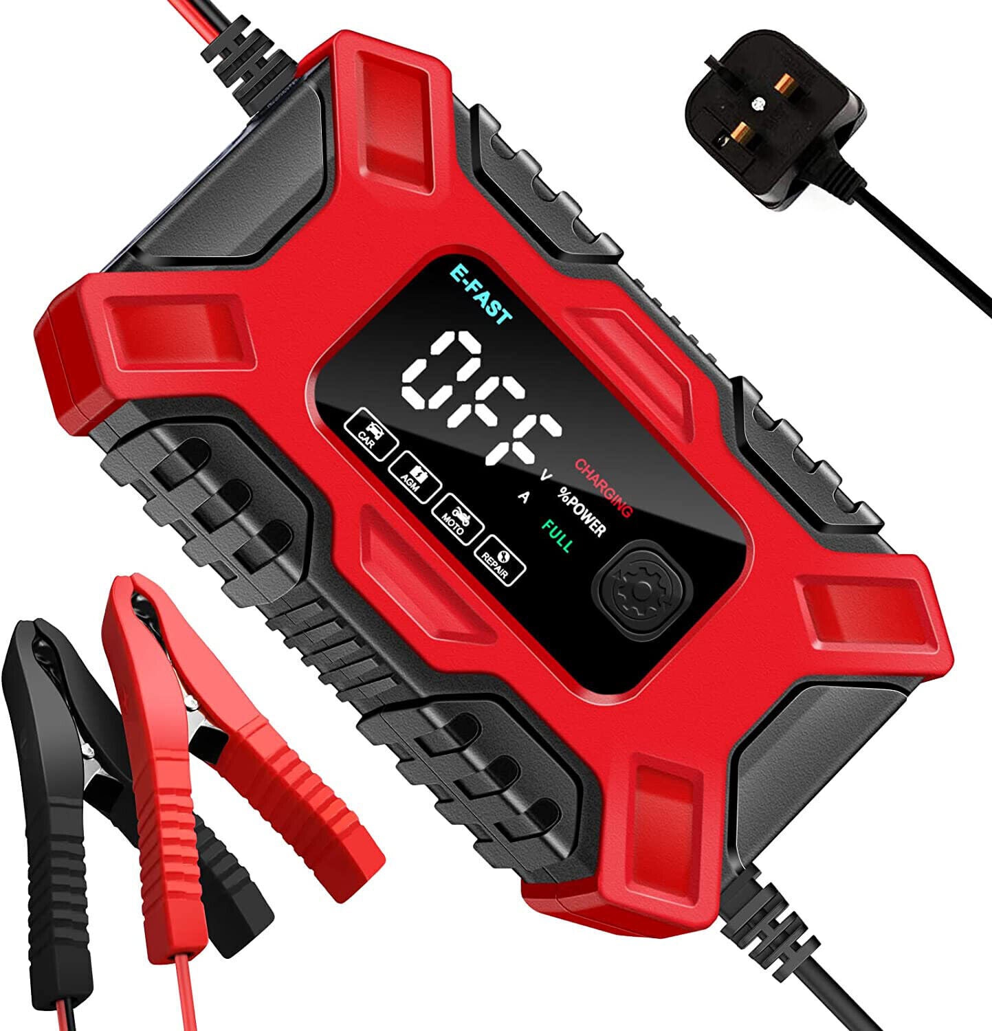 12V & 6A Smart Car Battery Charger Intelligent Pulse Repair Motor Battery AGM & GEL