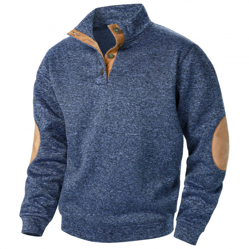 Men's Stand Collar Knitted Joint Stitching Casual Jacquard Cardigan Sweater