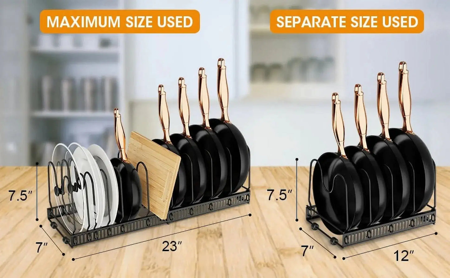 Expandable Pot Lid Organizer, Pots And Pans Lid Rack, Adjustable Pot Lid Holders For Cabinet, Clearance