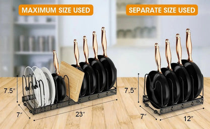 Expandable Pot Lid Organizer, Pots And Pans Lid Rack, Adjustable Pot Lid Holders For Cabinet, Clearance
