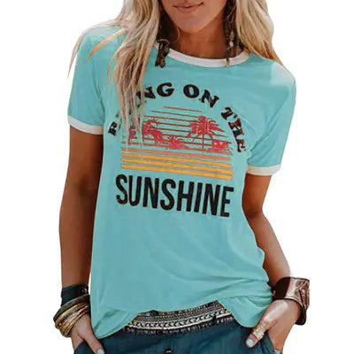 Cotton Short Sleeve T-Shirt with Letter Print