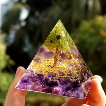 Natural Crystal Pyramid Energy Tower - Healing Gravel Decoration for Home & Office