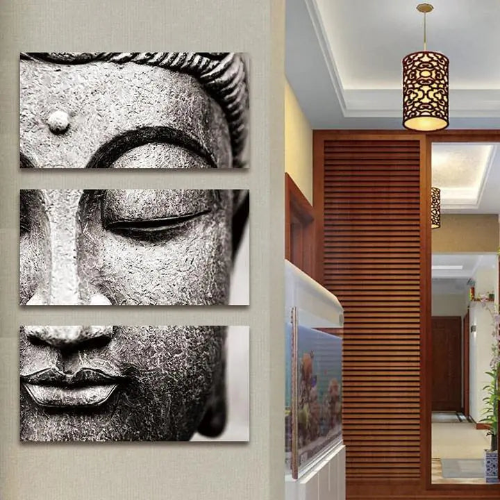 Buddhist Triptych Wall Art - High-Quality Canvas Print