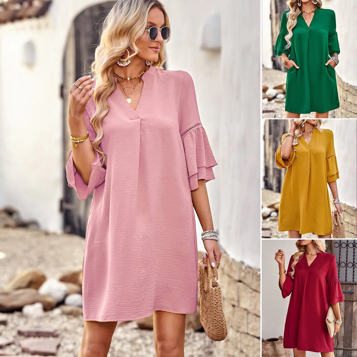Loose V-neck Women's Skirt Fashion Apparel