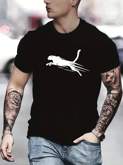 Men's Printed Short Sleeve O-Neck T-Shirt - Plus Size