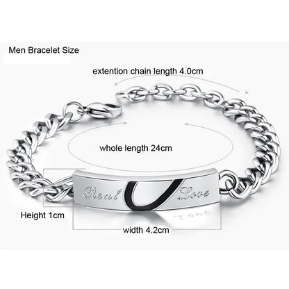 Korean Style Puzzle Heart Couple Bracelet in Rose Gold