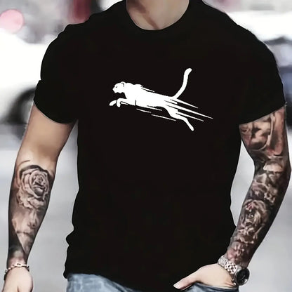 Men's Printed Short Sleeve O-Neck T-Shirt - Plus Size