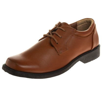 Josmo Boys Dress Shoes - Classic Lace-Up Oxford Casual Dress Formal Shoes - Tan (6 Big Kid)
