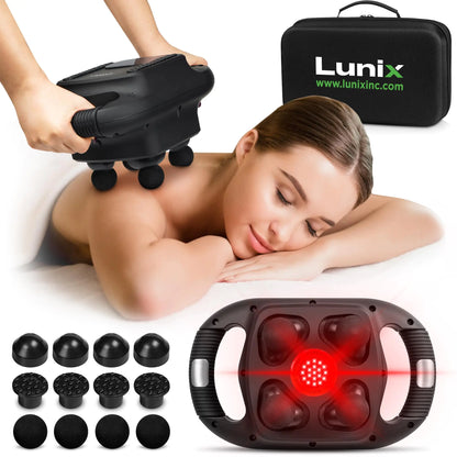 LX25 4-Head Professional Massage Gun Deep Tissue Chiropractic Massager Body Sport Massage Machine Vibrating Back Massager for Pain Relief