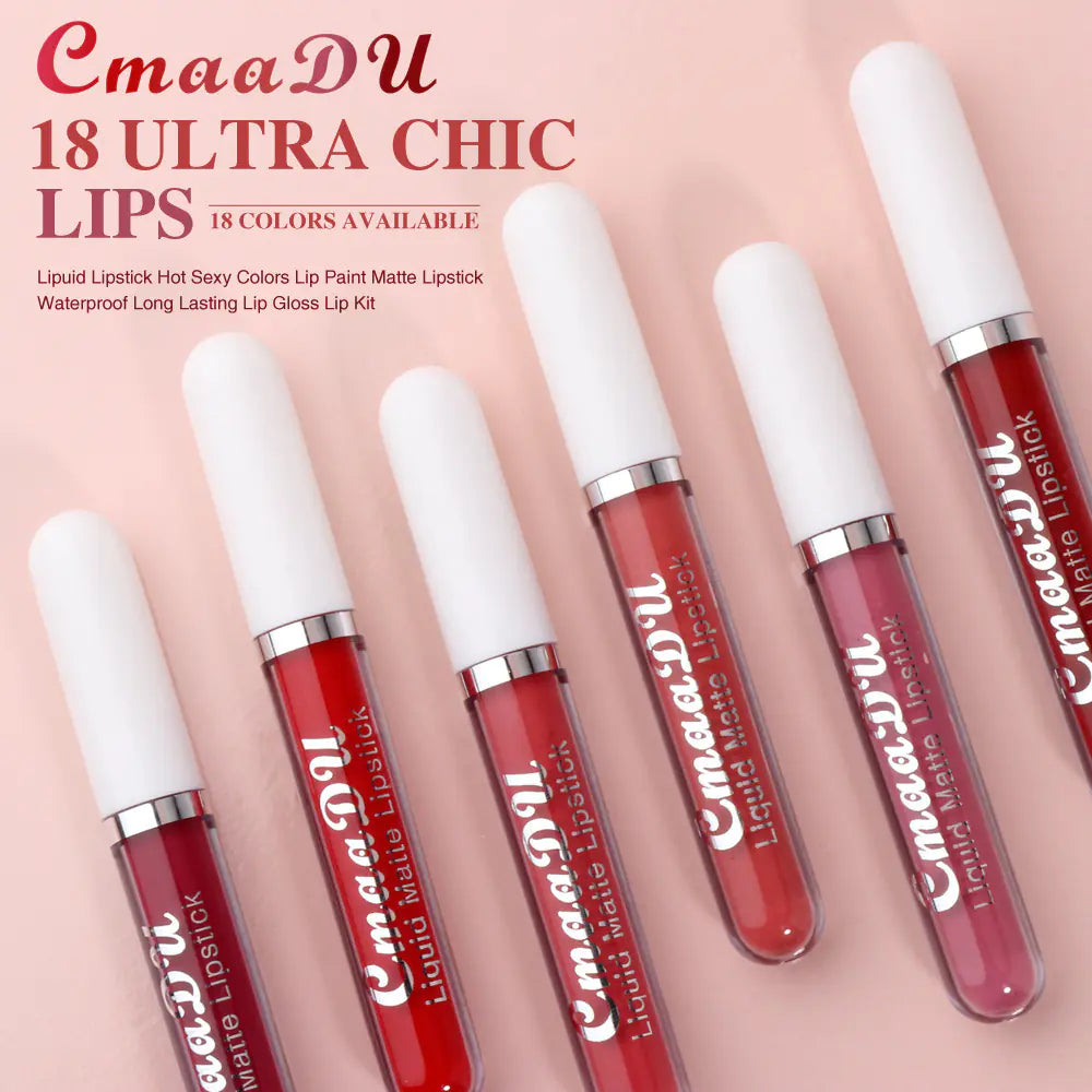 18 Colors Velvet Matte Liquid Lipstick - Waterproof Finish