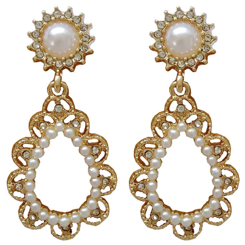 Vintage Minimalist Flower Pearl Drop Earrings S925 Silver
