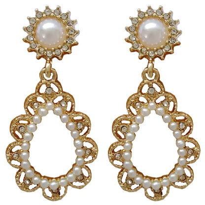 Vintage Minimalist Flower Pearl Drop Earrings S925 Silver